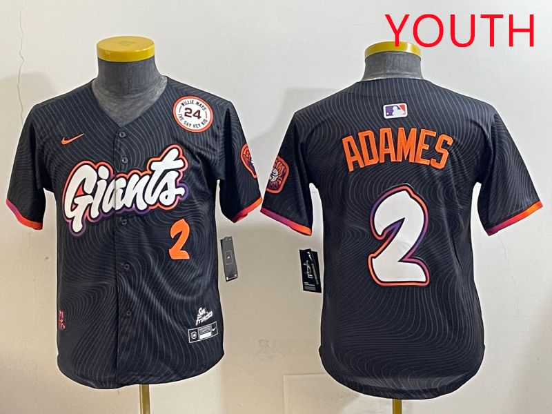 Youth San Francisco Giants 2 Adames Black Joint Name 2025 Nike MLB Jersey style 7
